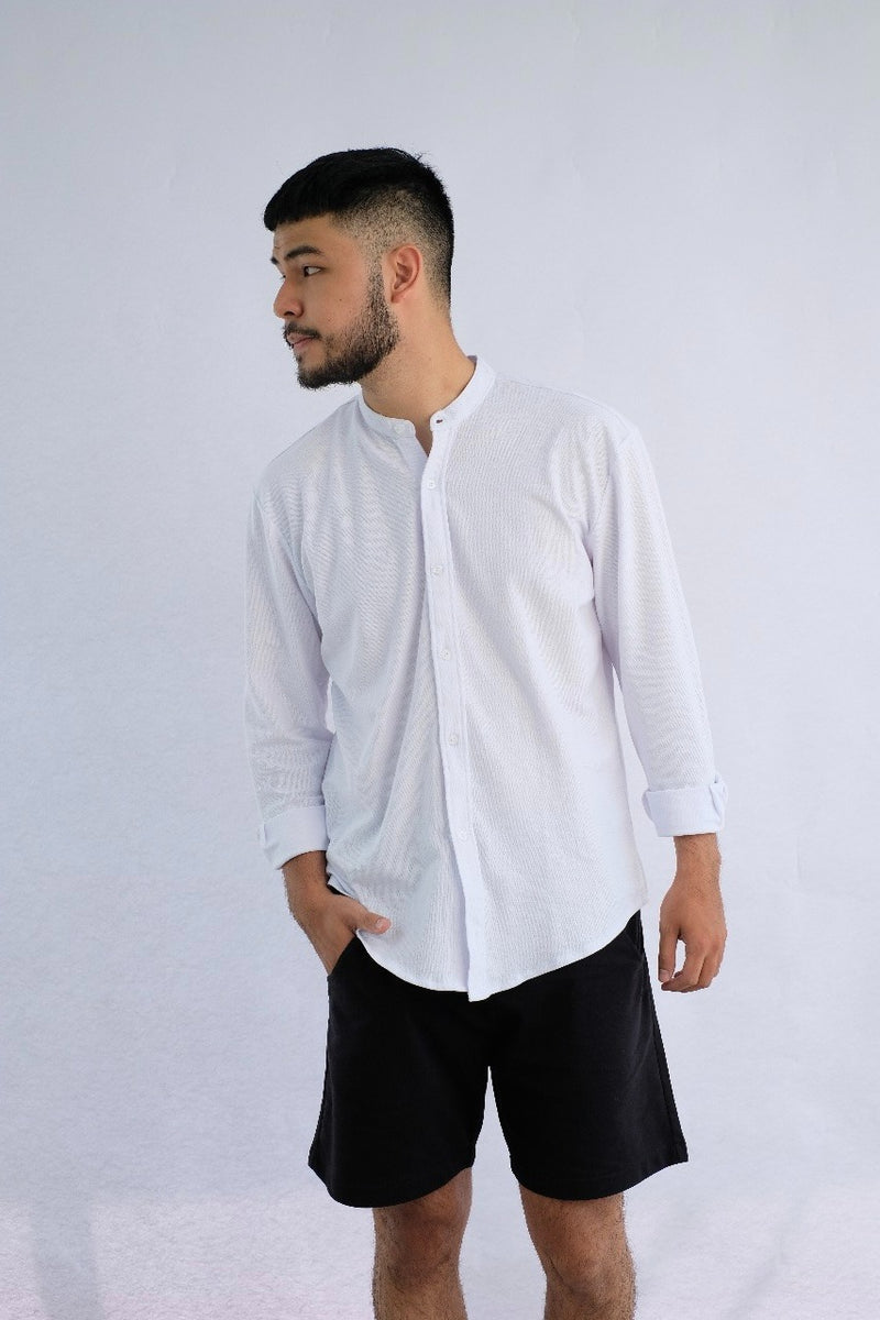 Flawless Fit Collarless Shirt White