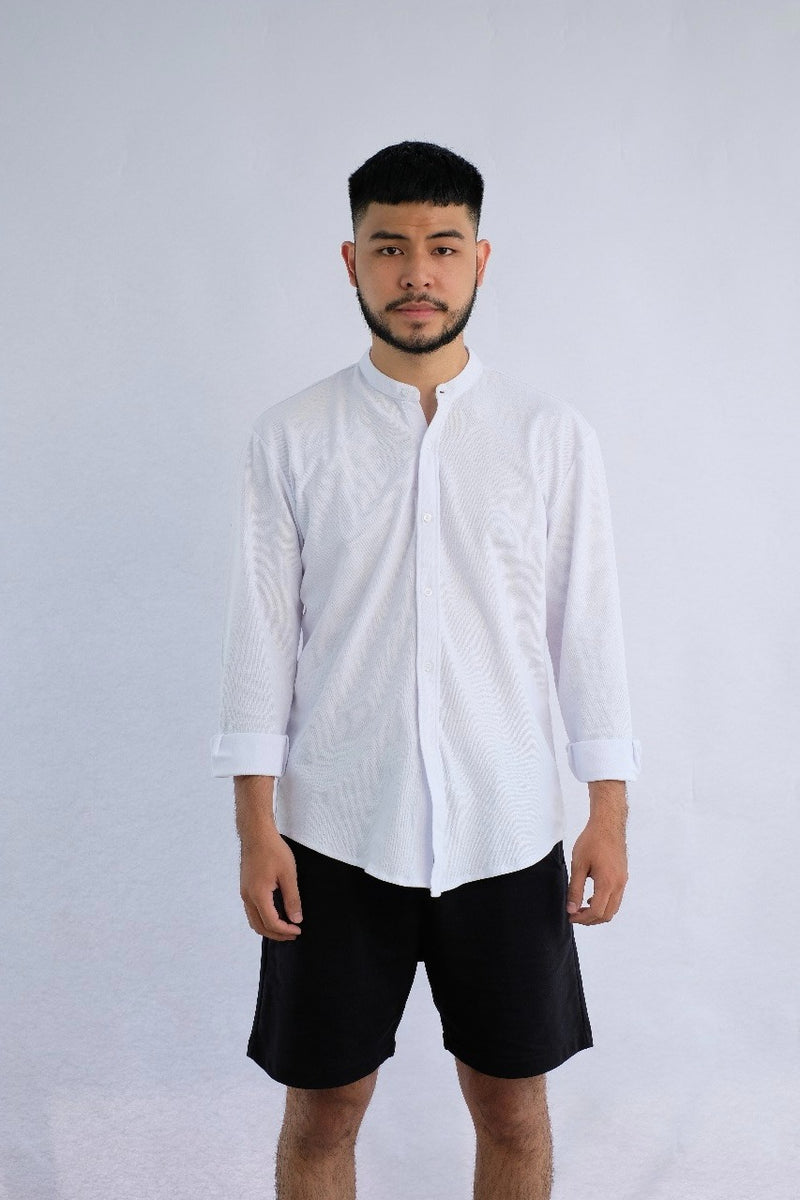 Flawless Fit Collarless Shirt White